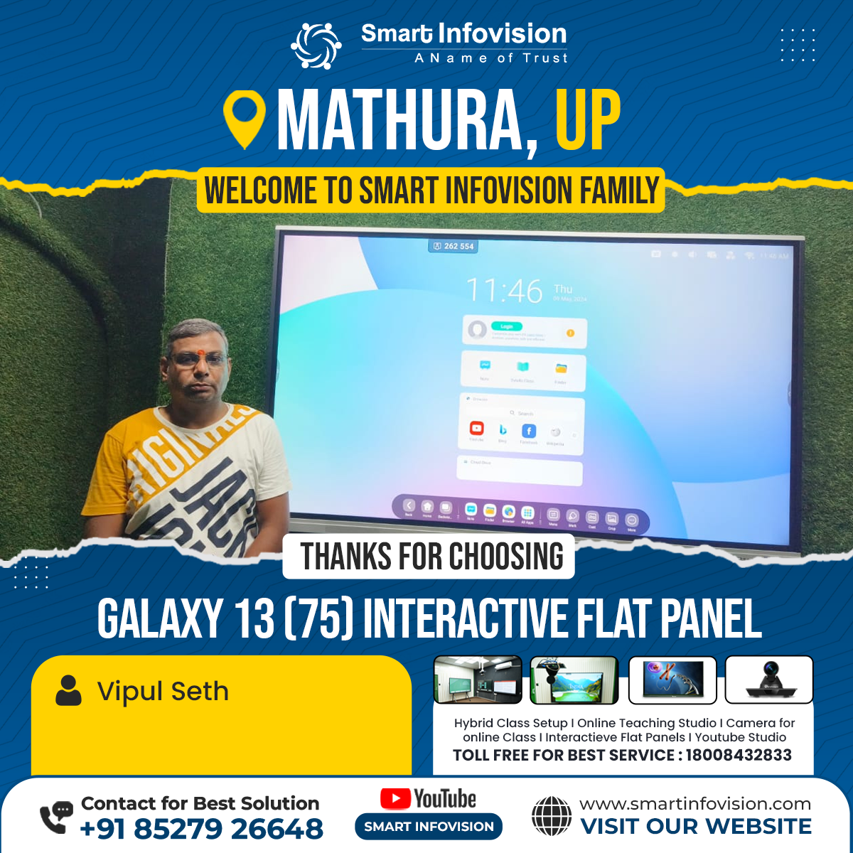 Mathura Mein Galaxy 13 Interactive Flat Panel Ka Installation
