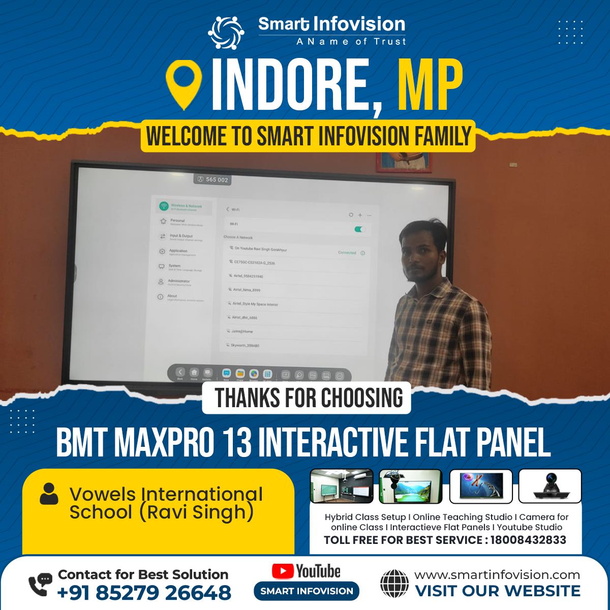 इंदौर में BMT MaxPro 13 इंटरैक्टिव फ्लैट पैनल की स्थापना