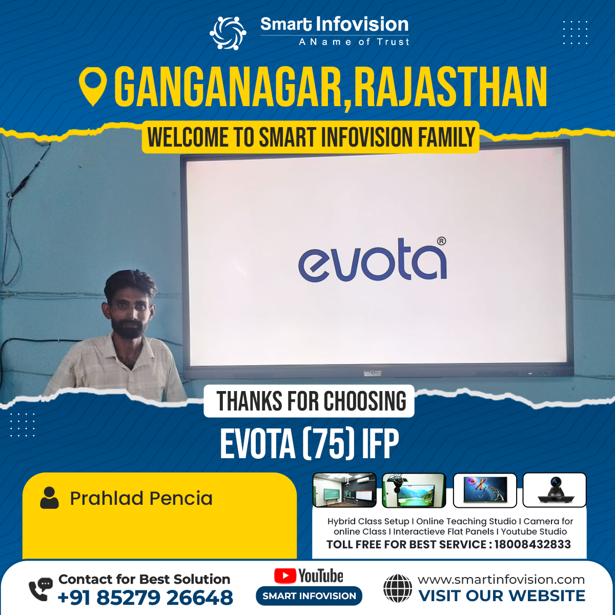 Ganganagar Mein Evota Interactive Flat Panel Ka Installation