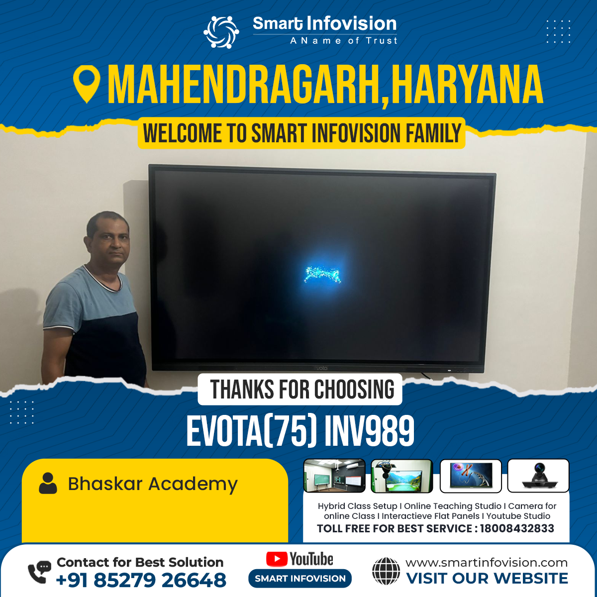 Mahendragarh mein Evota Interactive Panel ki Installation – Bhaskar Academy