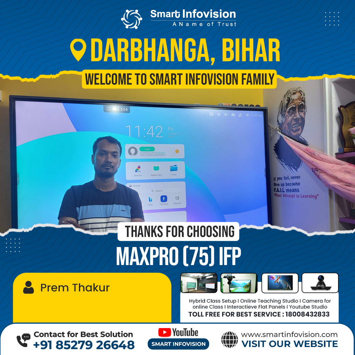Darbhanga Mein MaxPro Interactive Flat Panel Ka Installation
