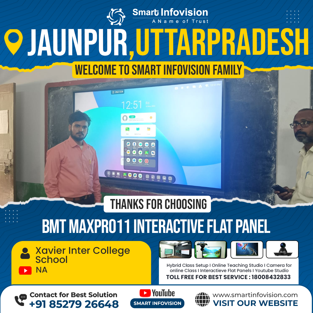 Xavier Inter College Jaunpur mein BMT MaxPro11 Interactive Flat Panel Installation