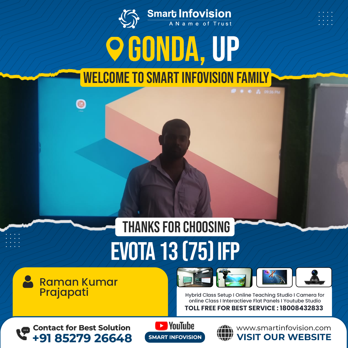 Gonda Mein EVOTA 13 Interactive Flat Panel Ki Installation | Smart Infovision
