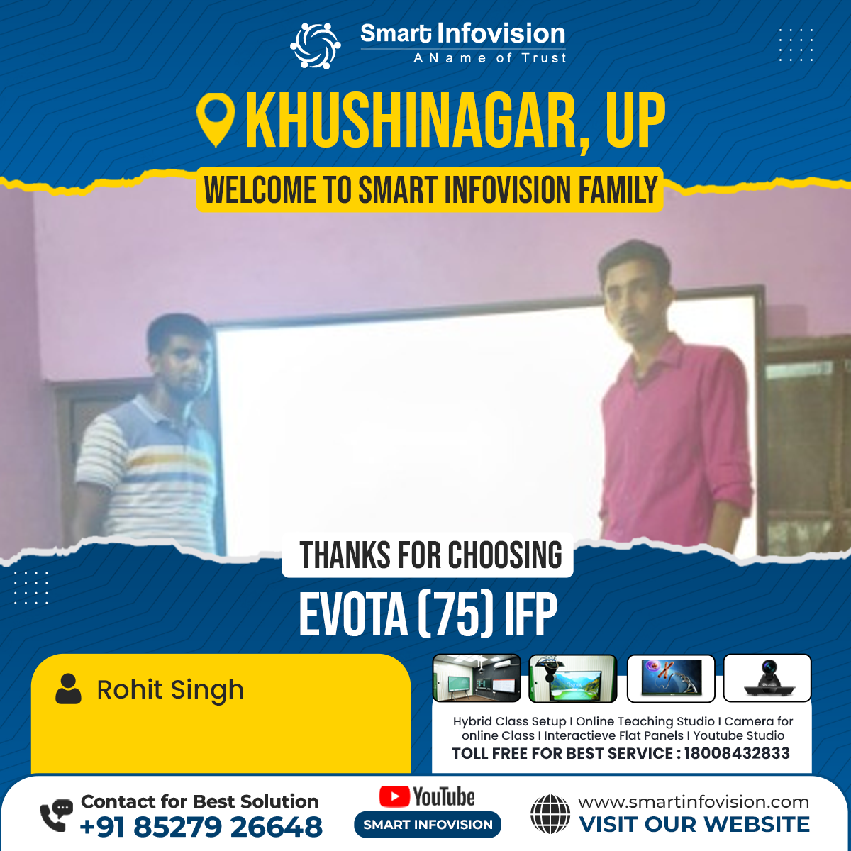 Khushinagar Mein Evota 75" Interactive Flat Panel Ka Installation