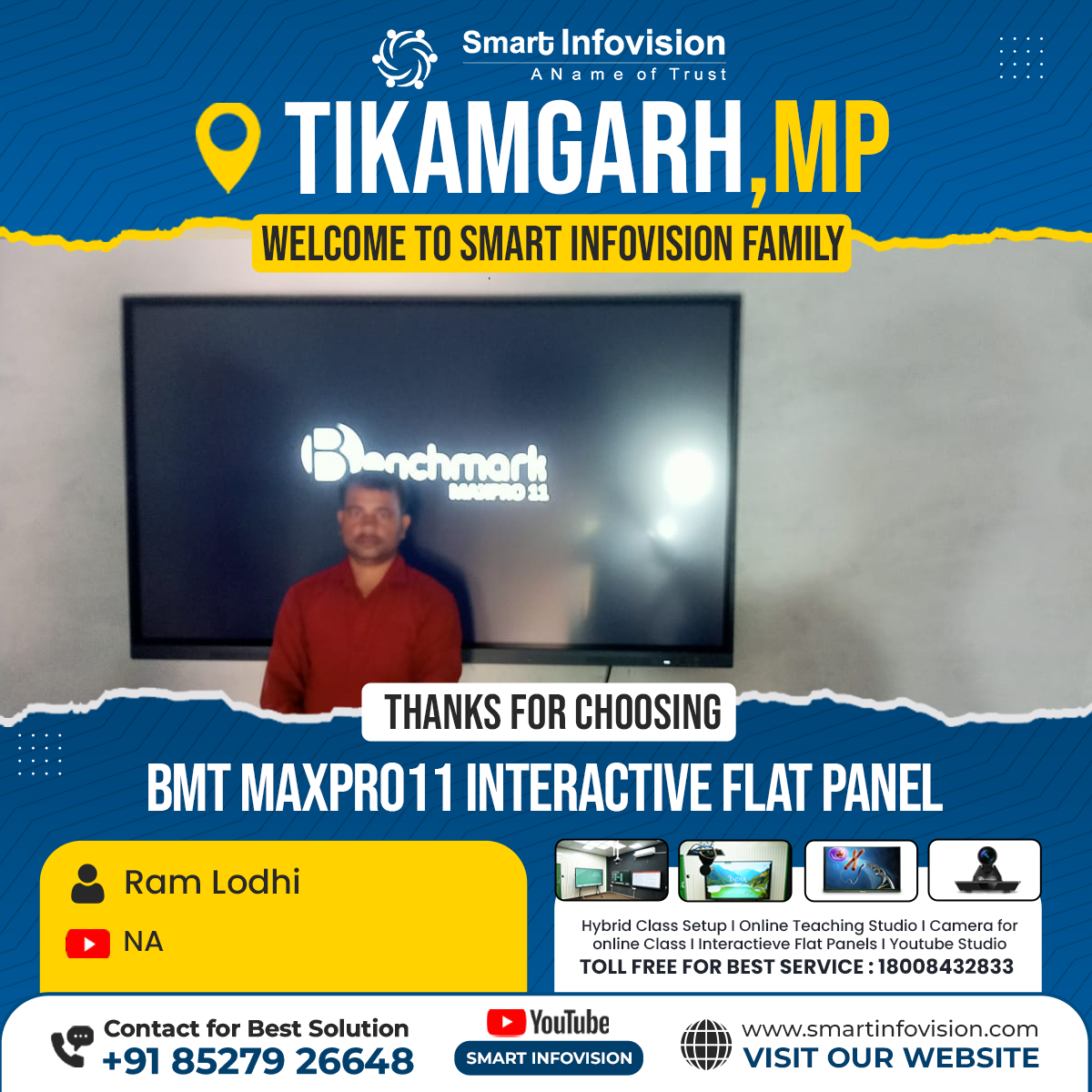BMT MaxPro11 Interactive Flat Panel Installation in Tikamgarh, Madhya Pradesh