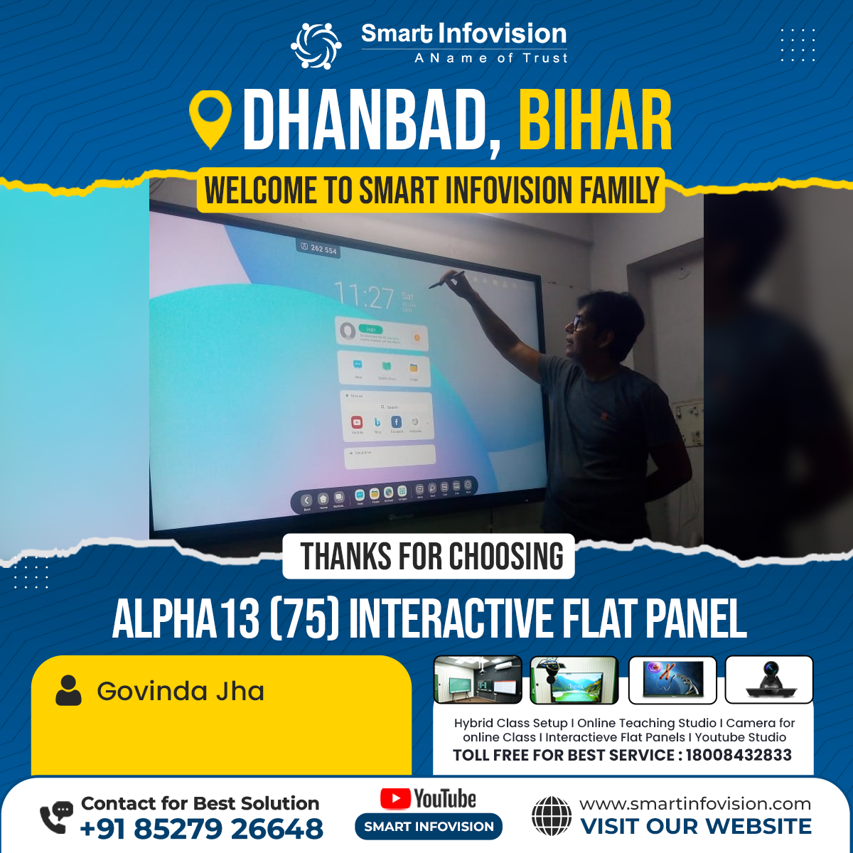 Dhanbad mein Alpha13 Interactive Flat Panel ki Installation – Smart Infovision