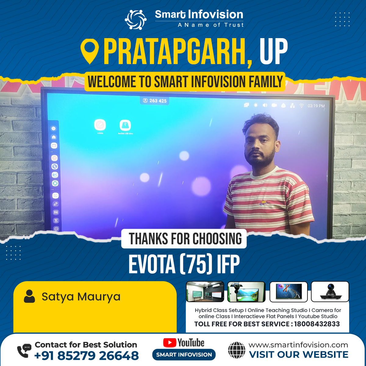 Smart Infovision ke Saath Pratapgarh me Evota Interactive Flat Panel