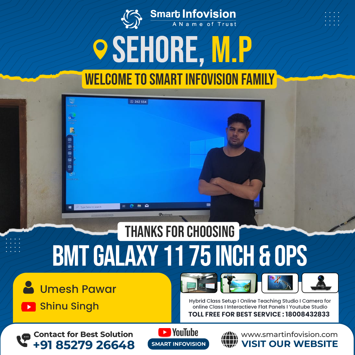 Sehore mein BMT Galaxy 11 75 Inch ki Smart Classroom Installation