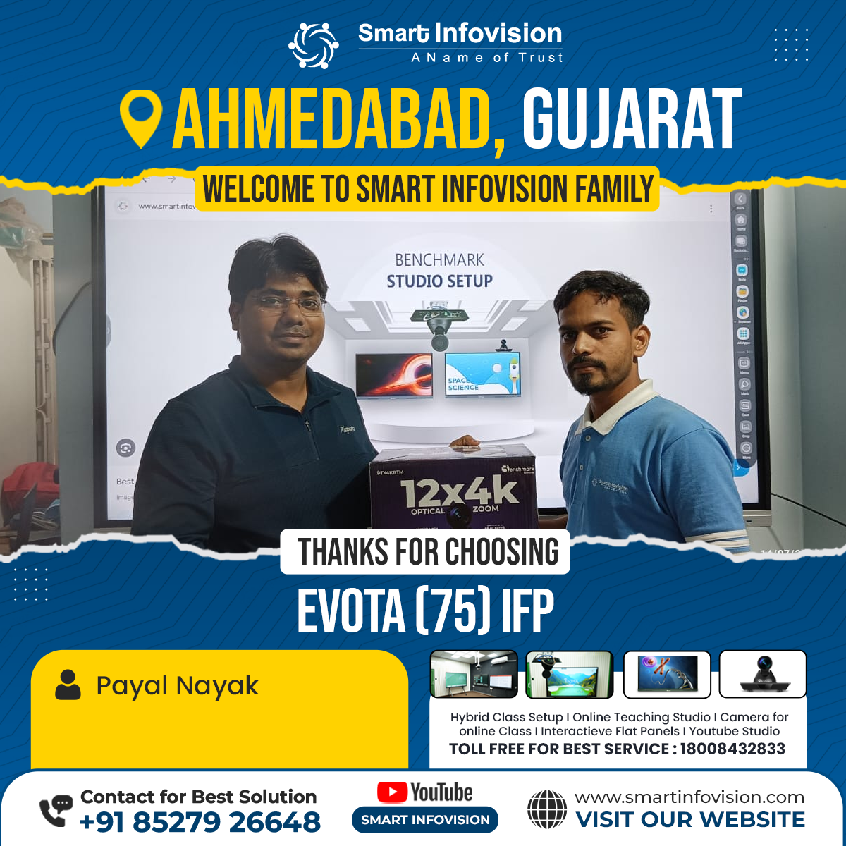 Payal Nayak ka Evota Interactive Flat Panel Installation in Ahmedabad