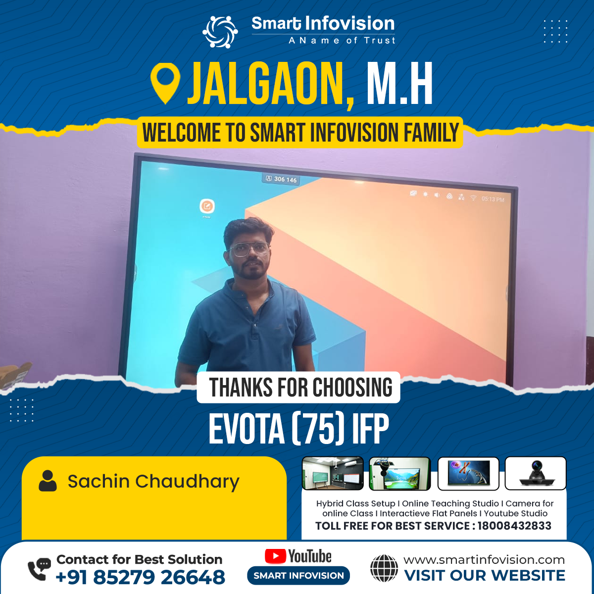 Jalgaon me Evota 75" Interactive Flat Panel ke Sath Smart Classroom