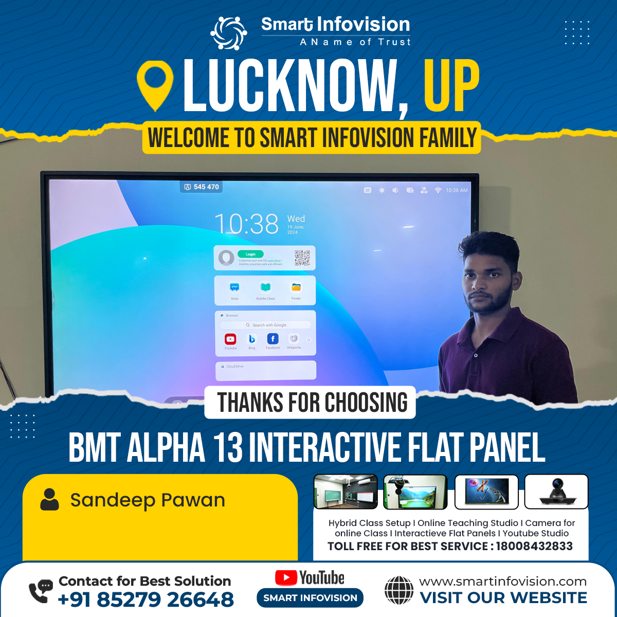 BMT Alpha 13 Interactive Flat Panel Installation in Lucknow | Smart Infovision
