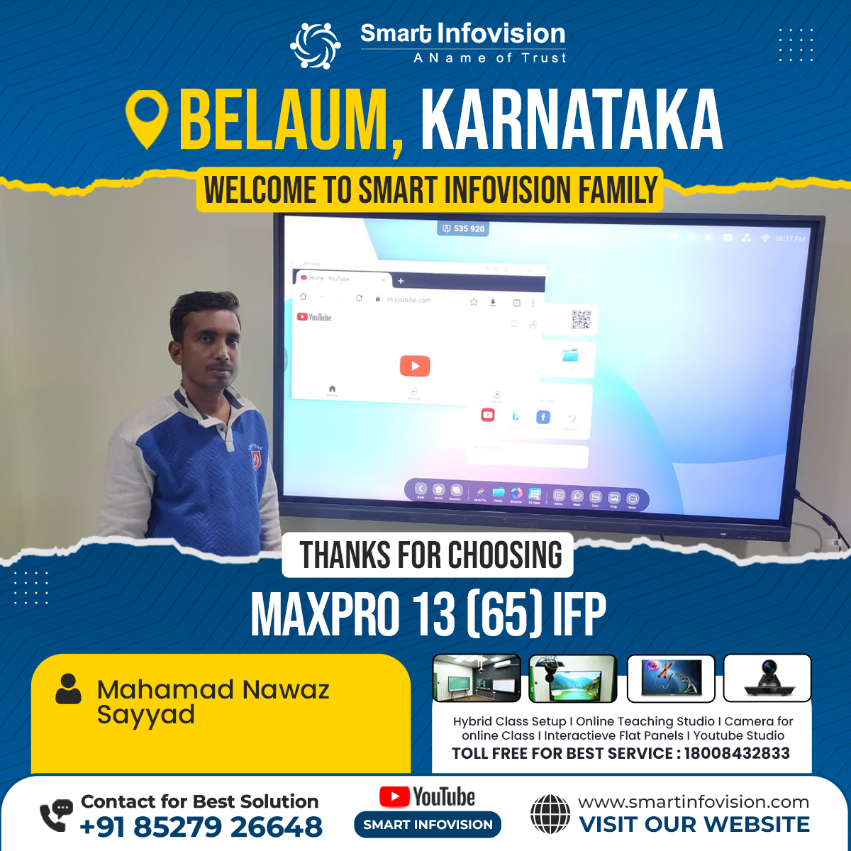 Belaum, Karnataka Mein Maxpro 13 Interactive Flat Panel Ki Installation