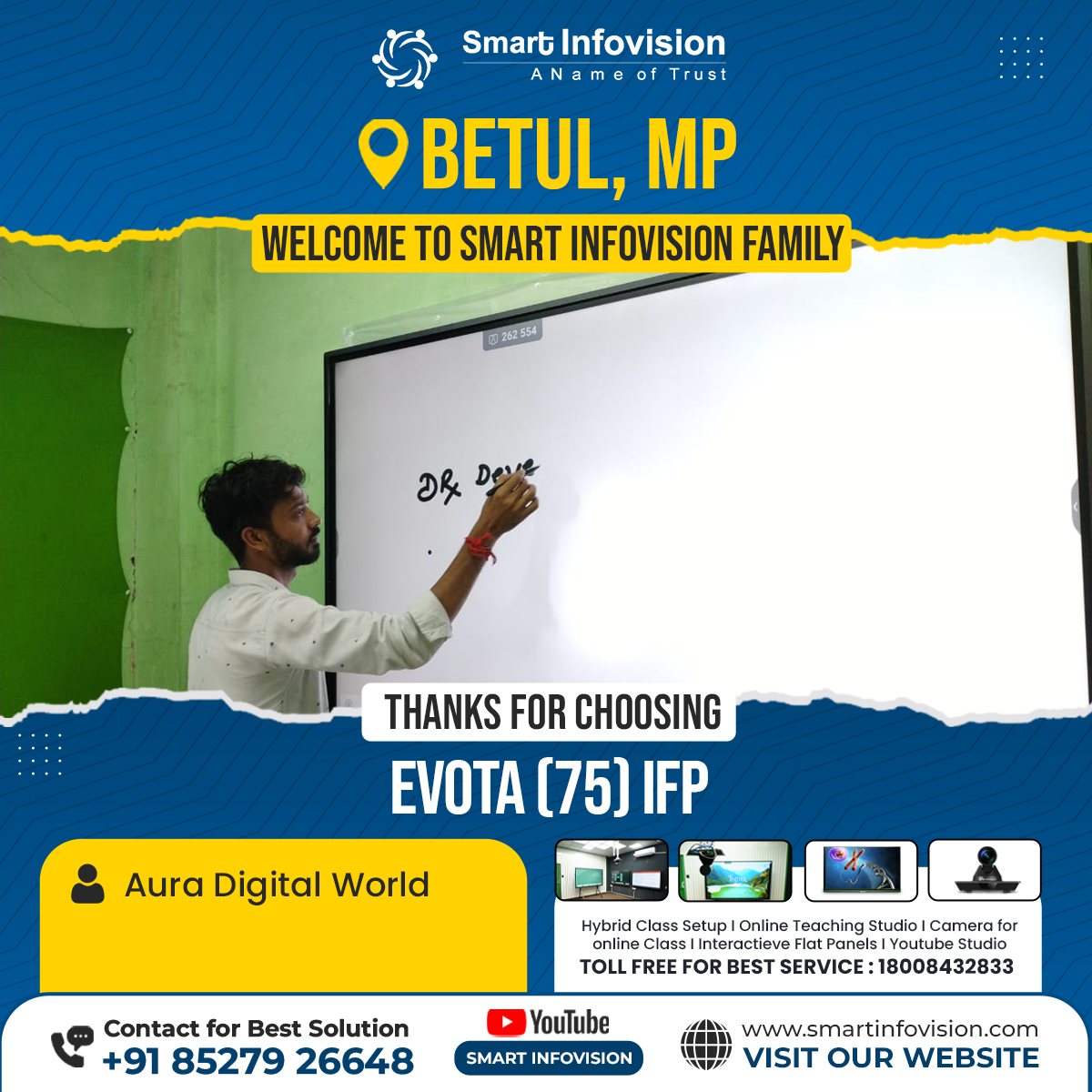 Betul ke Aura Digital World mein Evota Interactive Flat Panel Installation