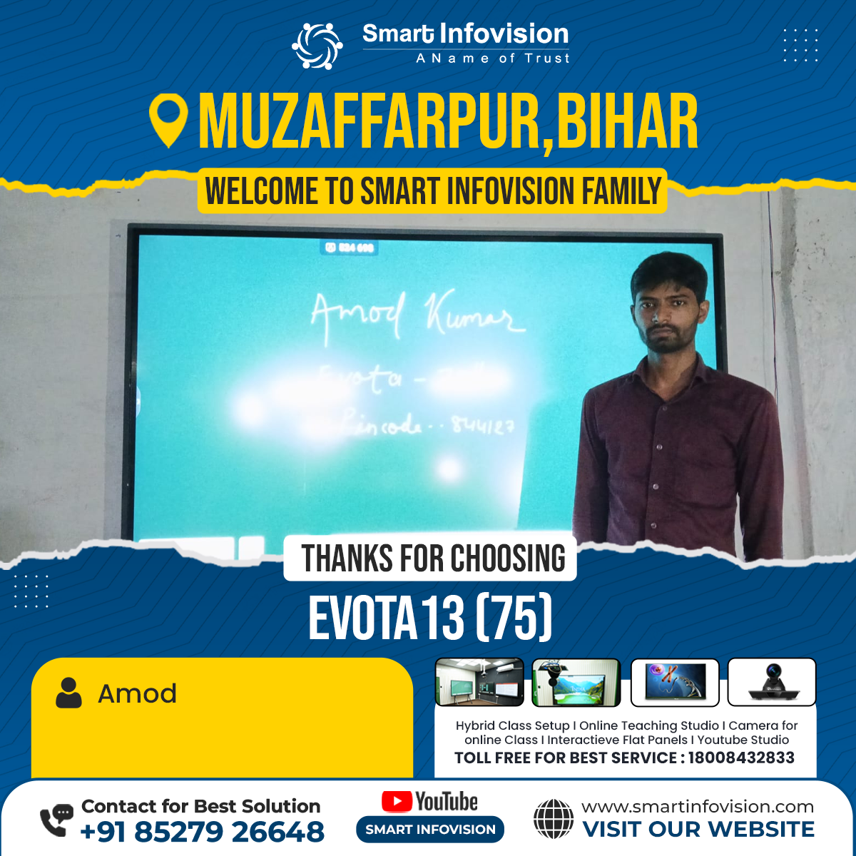 Muzaffarpur Mein Evota 13 Interactive Flat Panel Installation