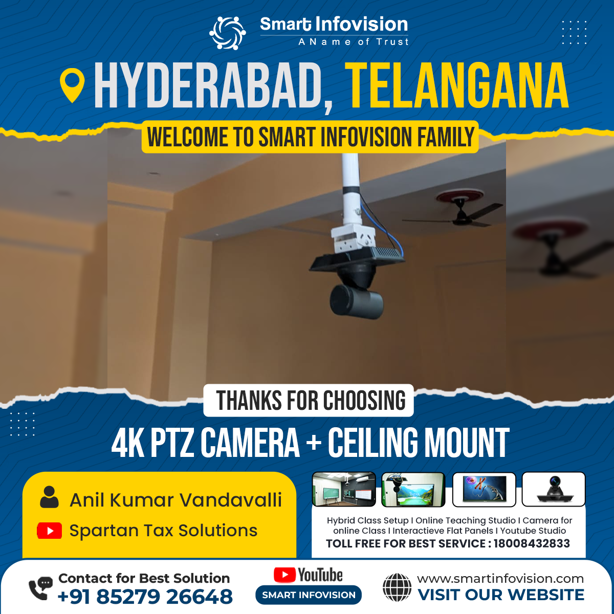 Hyderabad Mein PTZ Camera Aur Ceiling Mount Installation | Smart Infovision