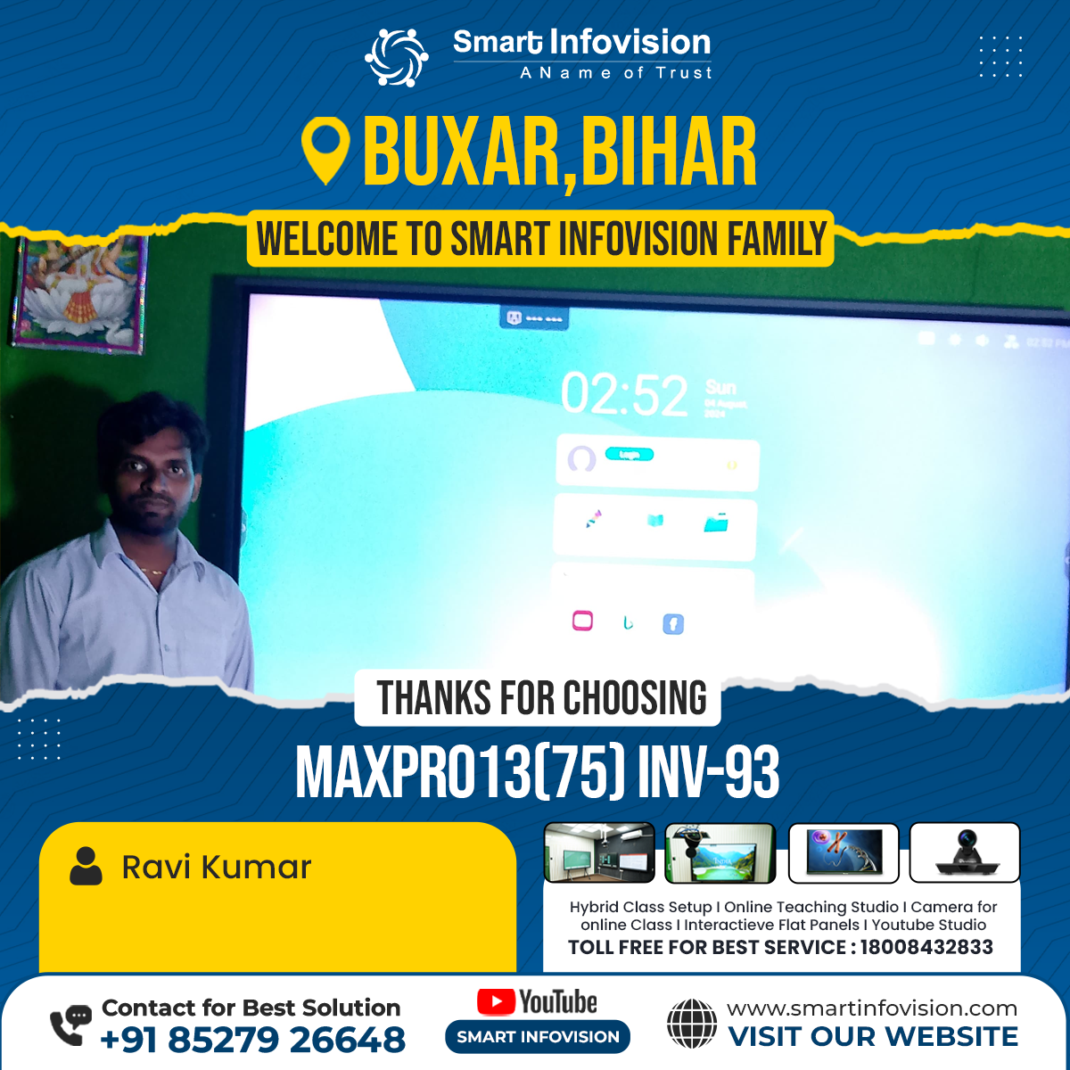 Buxar Mein MAXPRO13 Interactive Flat Panel Ka Installation | Smart Infovision