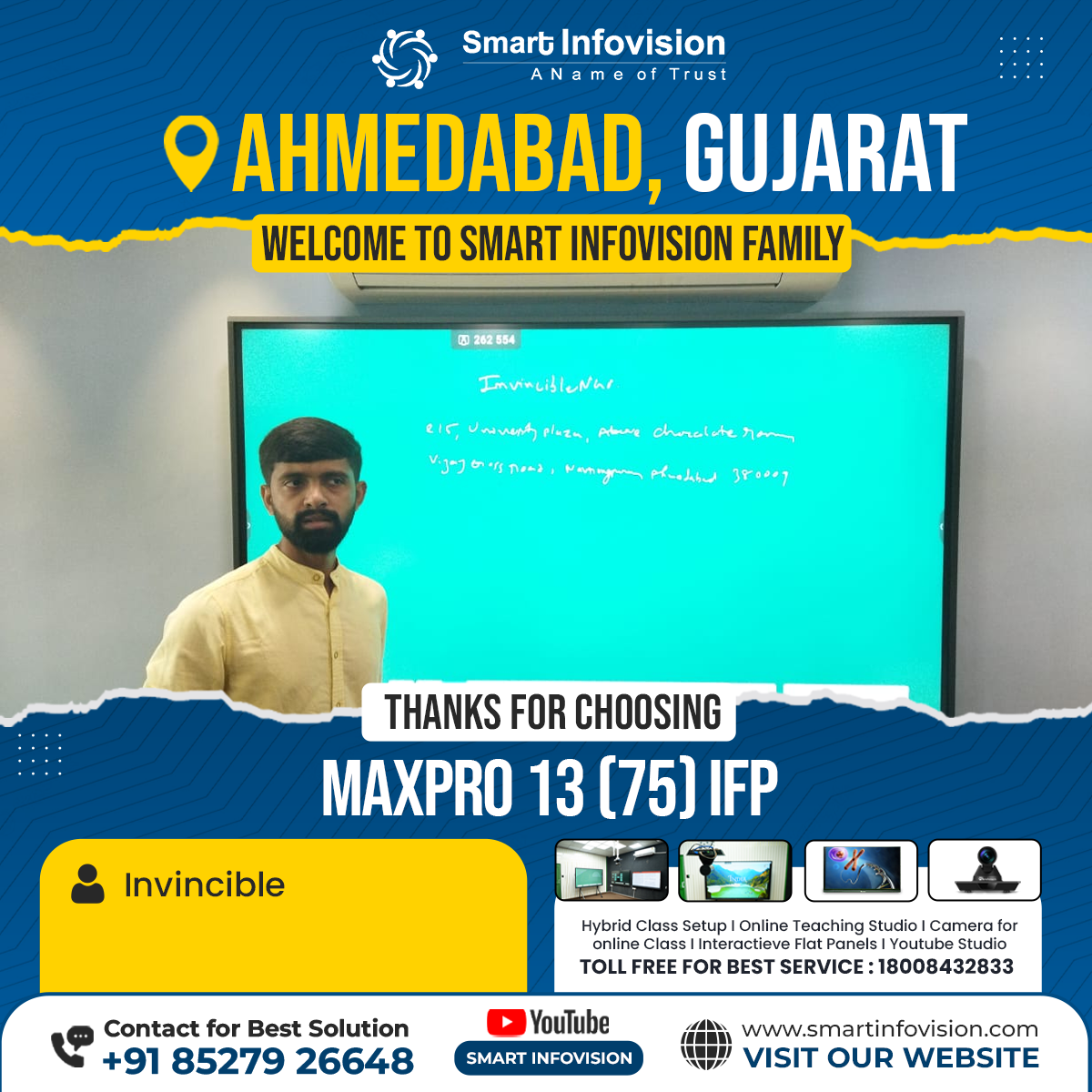 Ahmedabad me MaxPro 13 ke sath Smart Classroom Installation