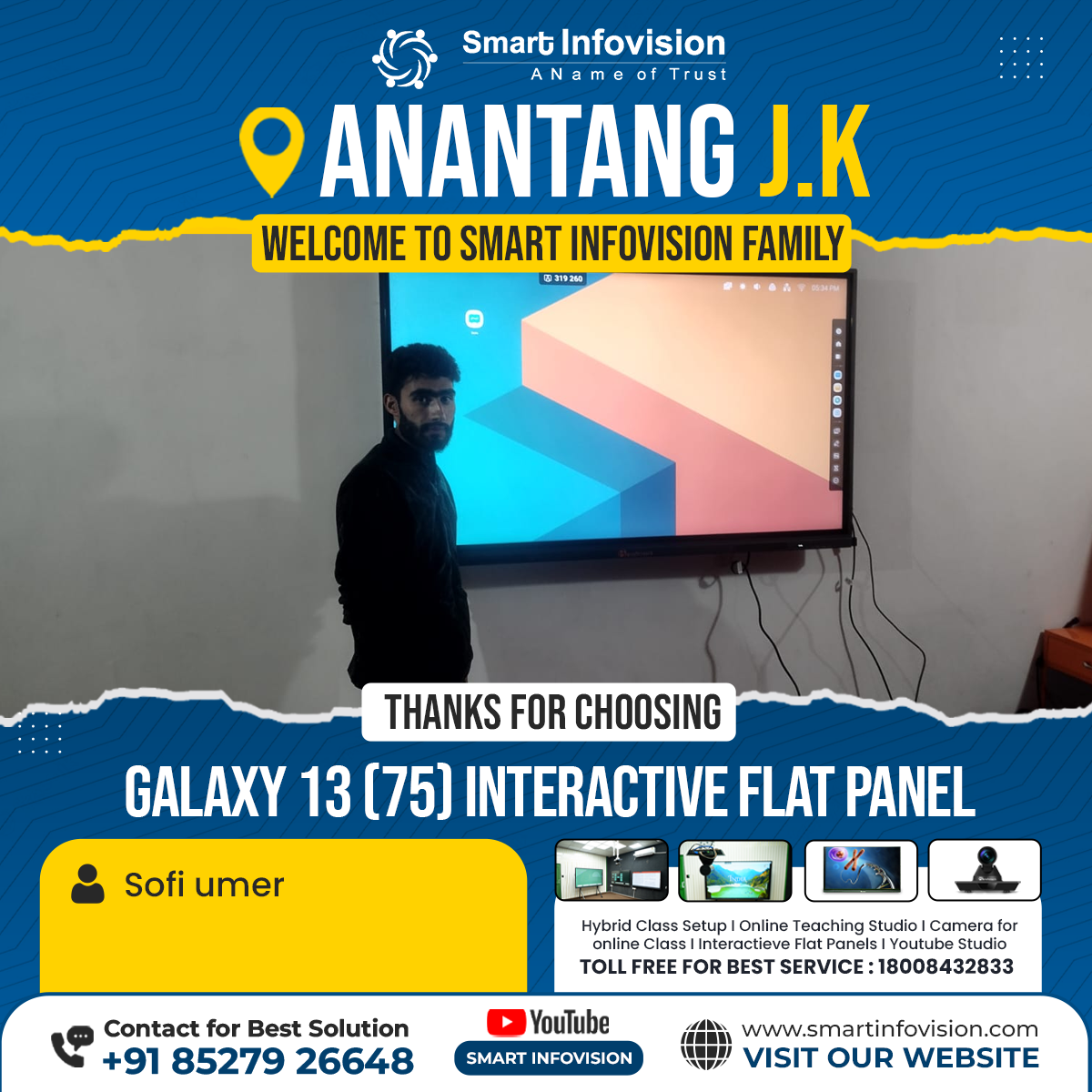 Anantnag mein Galaxy 13 Interactive Flat Panel ke saath Smart Classroom Installation