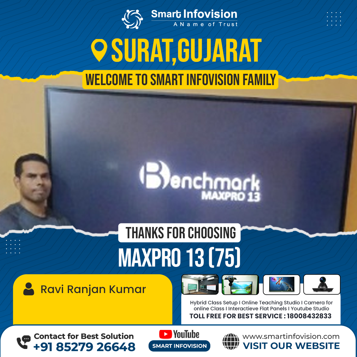 Surat ke liye Benchmark Maxpro 13 Interactive Flat Panel Installation