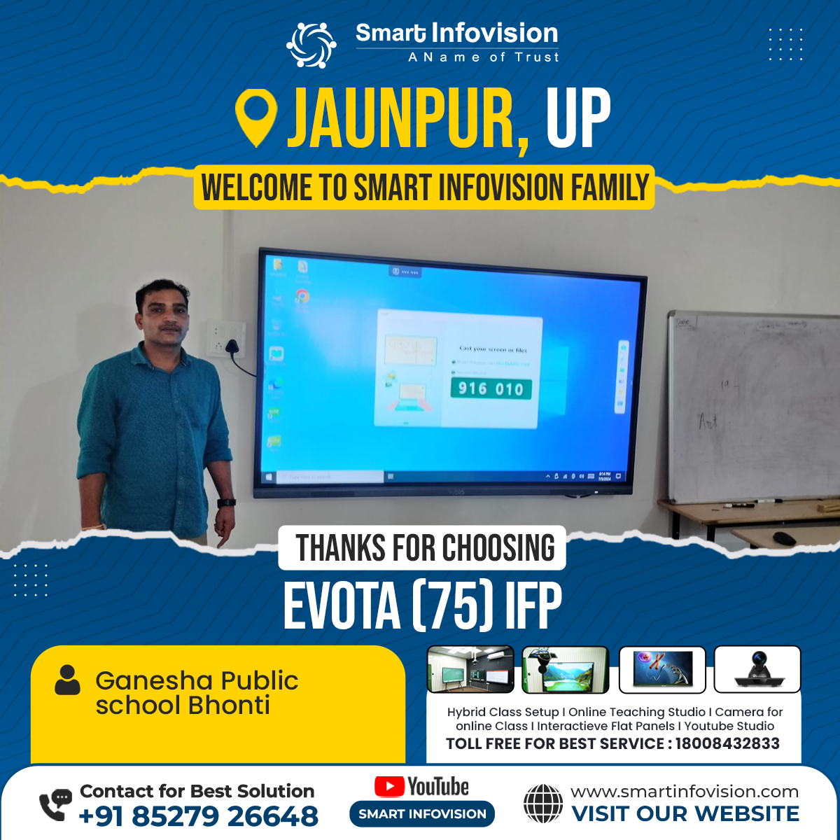 Ganesha Public School Bhonti Mein Evota 75" Interactive Flat Panel Ki Installation