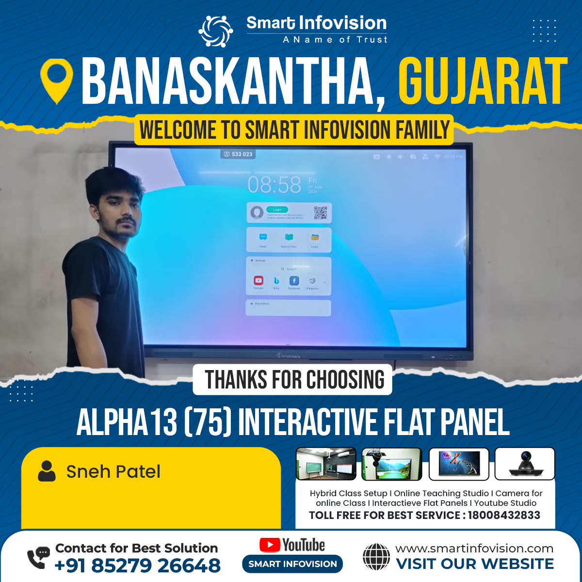 Banaskantha, Gujarat mein Alpha13 Interactive Flat Panel ka Installation