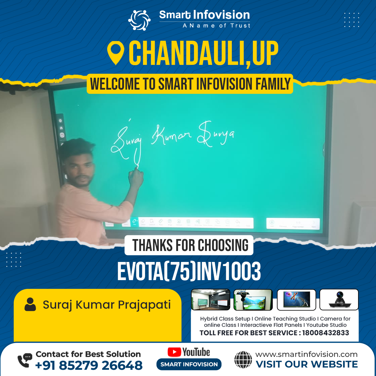 Chandauli में EVOTA 75" Interactive Flat Panel की स्थापना