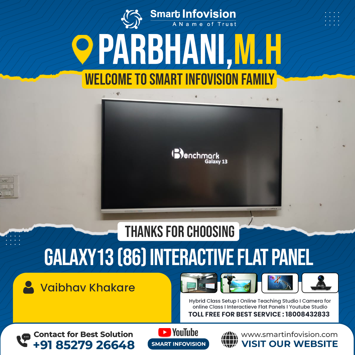 Parbhani Mein Galaxy13 Interactive Flat Panel Setup | Smart Infovision