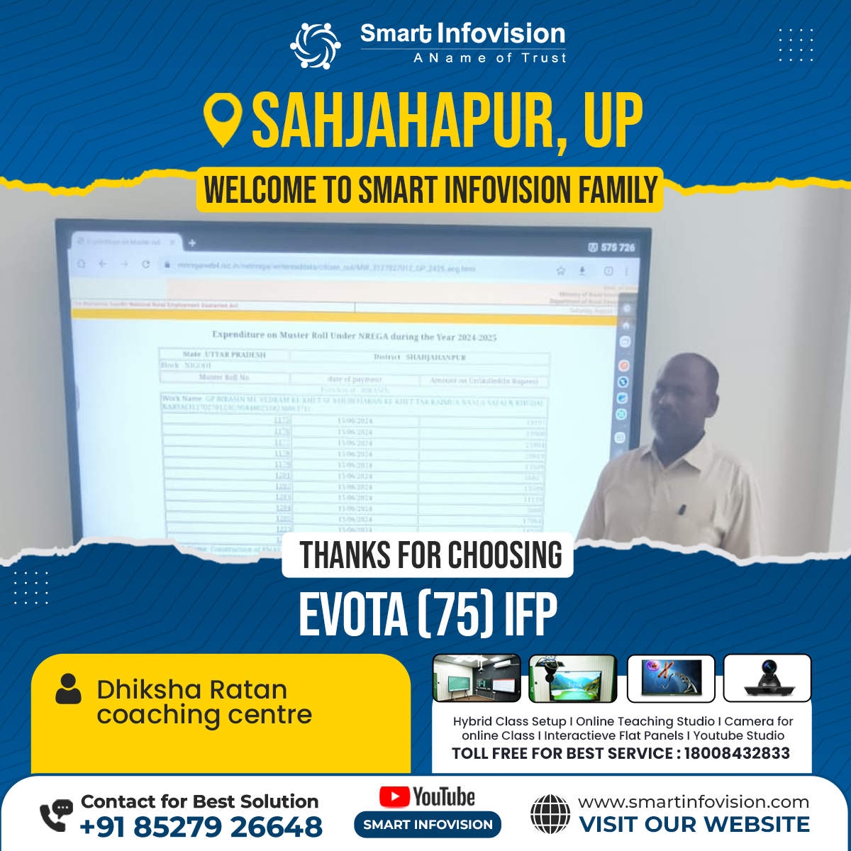 Shahjahanpur Mein Evota Interactive Flat Panel Ka Installation