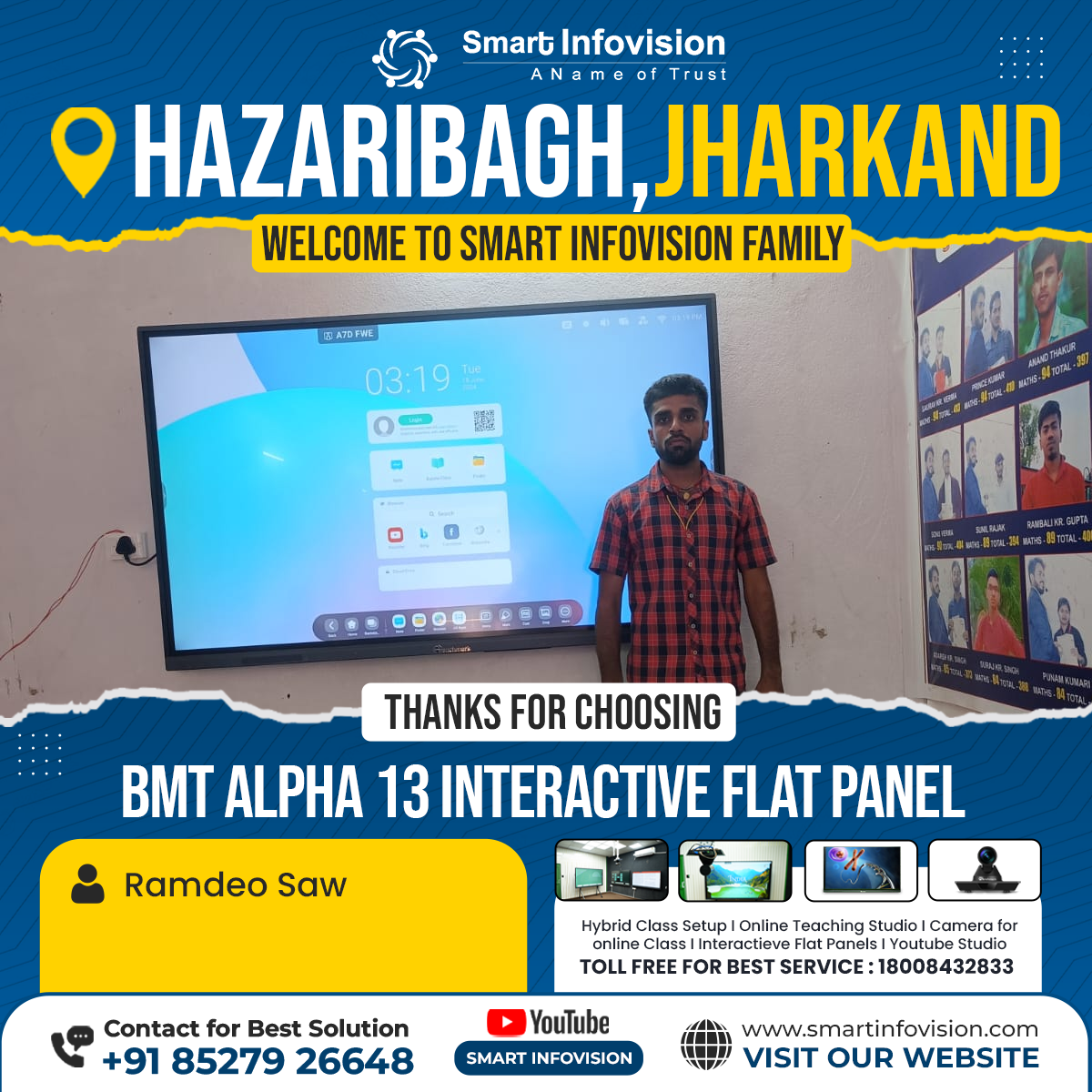 Hazaribagh mein BMT Alpha 13 Interactive Flat Panel ka Installation