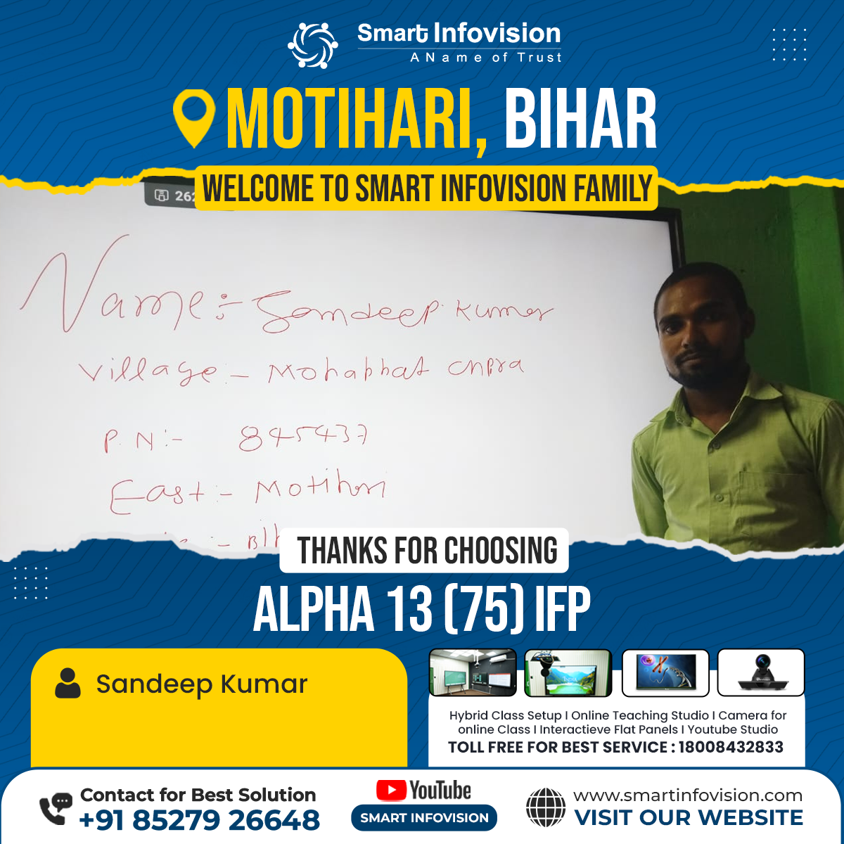 Motihari Mein Alpha 13 Interactive Flat Panel ke Saath Smart Classroom