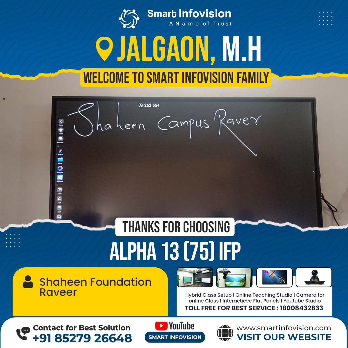 Jalgaon mein Alpha 13 Interactive Flat Panel ki Installation
