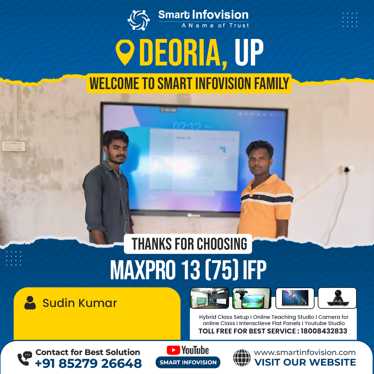 Deoria Mein MAXPRO 13 Interactive Flat Panel Ki Installation