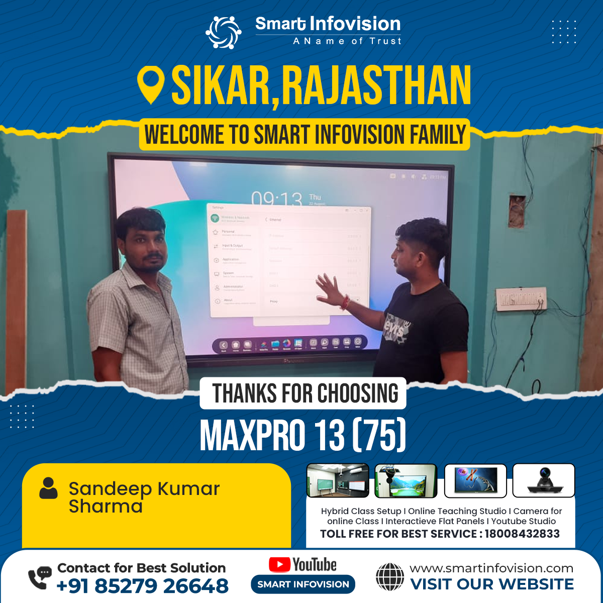 Sikar, Rajasthan ke Liye MaxPro 13 Interactive Flat Panel Installation