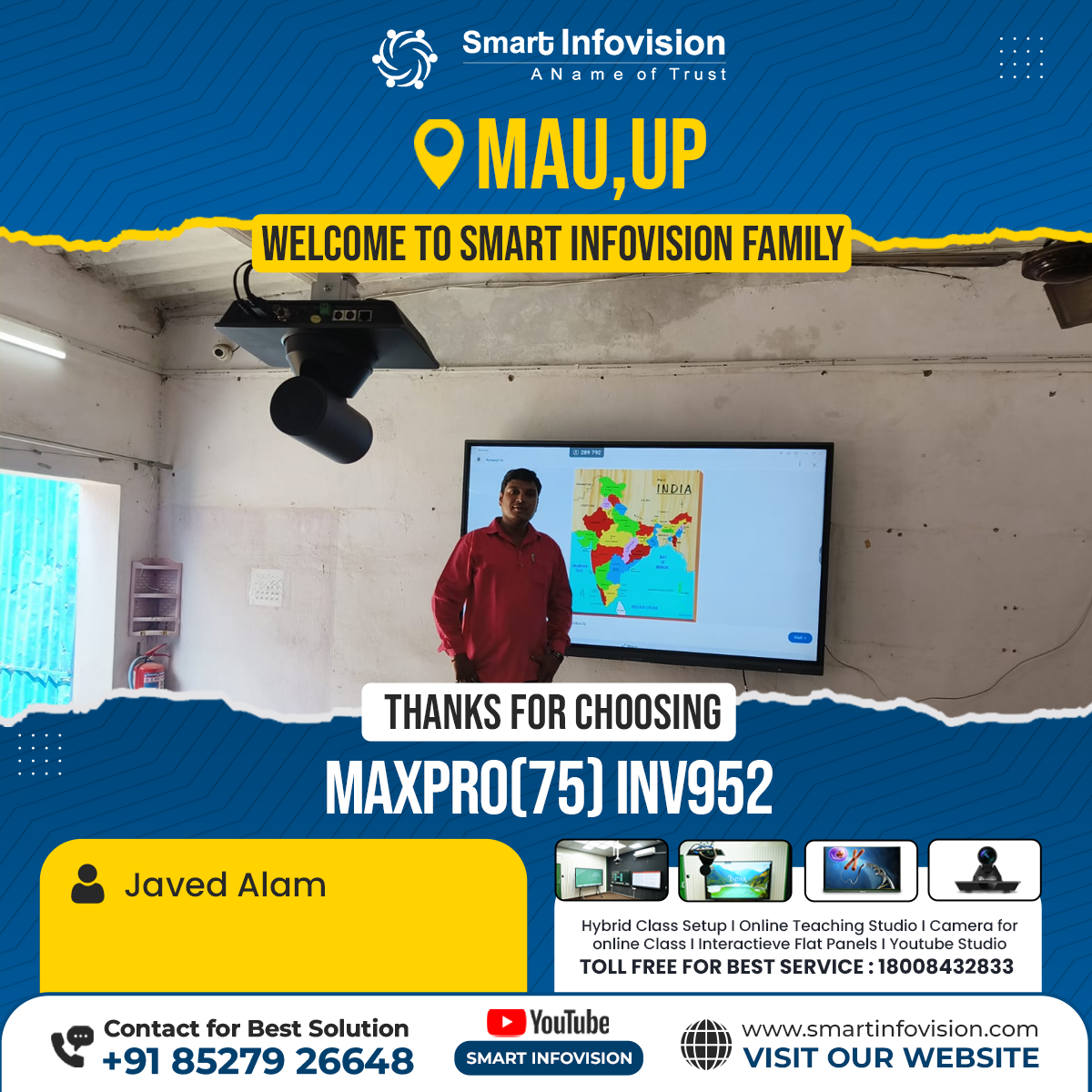 MaxPro 75" Interactive Flat Panel Installation in Mau, Uttar Pradesh