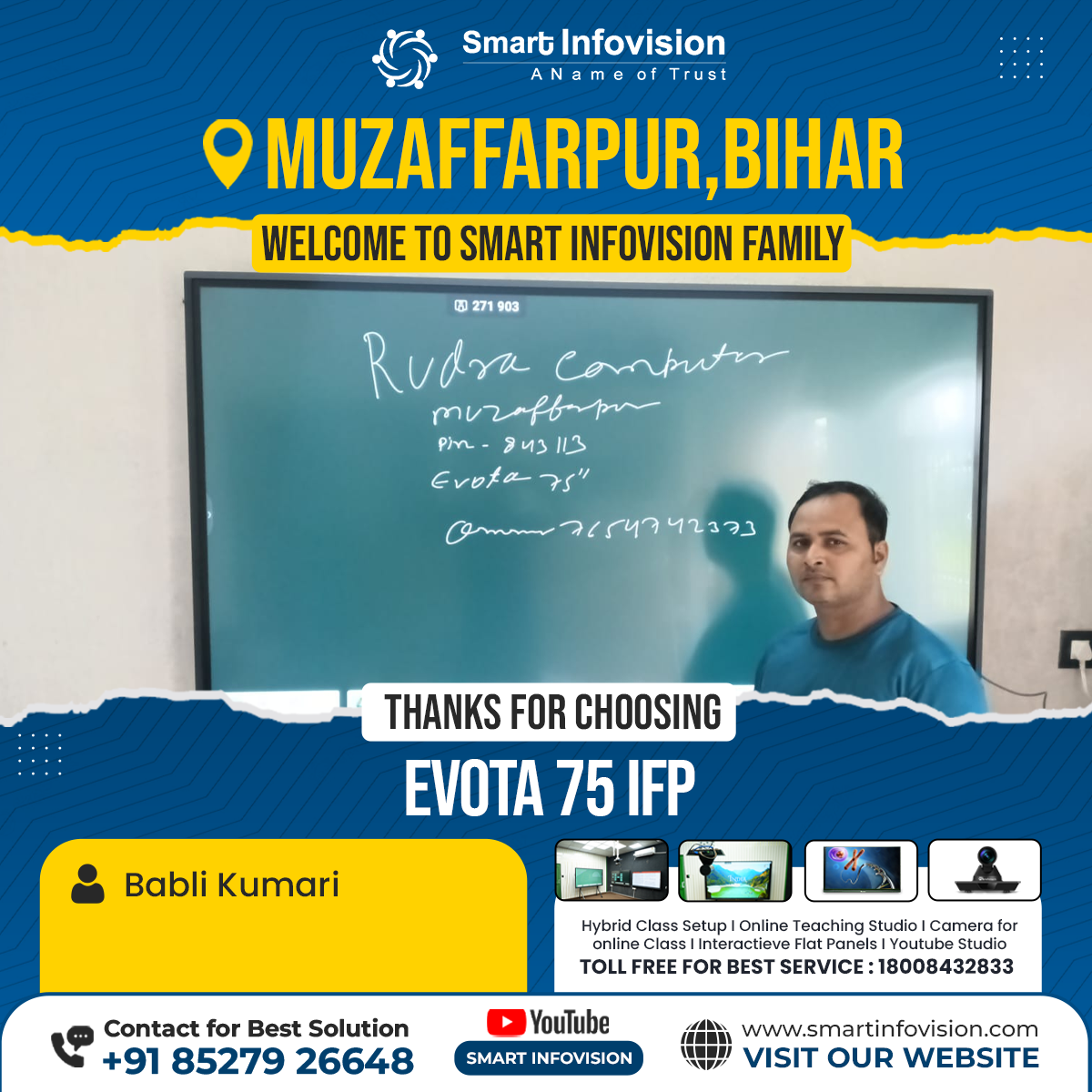 Smart Classroom Installation of Evota in Muzaffarpur, Bihar