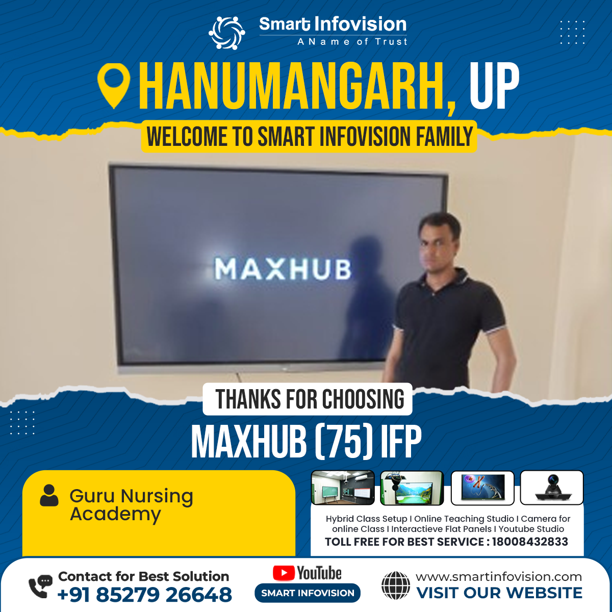 Guru Nursing Academy: MAXHUB Installation in Hanumangarh, UP | Smart Classroom