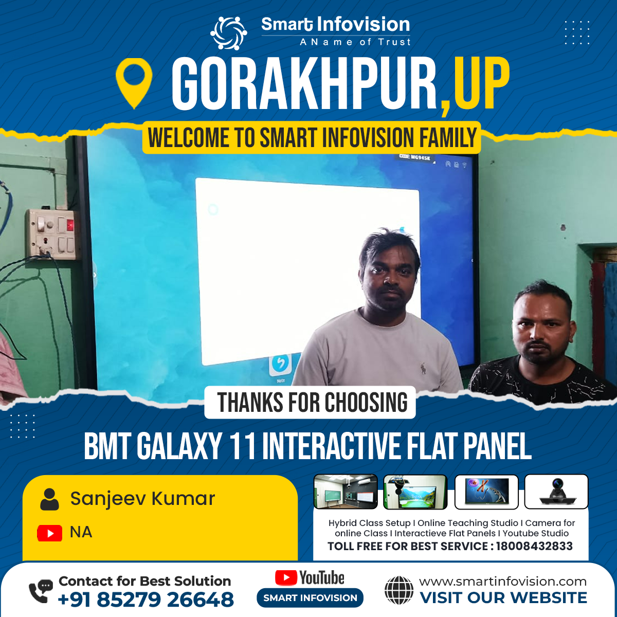 Gorakhpur mein BMT Galaxy 11 Interactive Flat Panel ki Installation