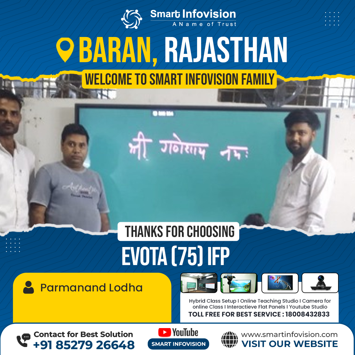 Baran, Rajasthan Me Evota 75" Interactive Flat Panel Ka Installing