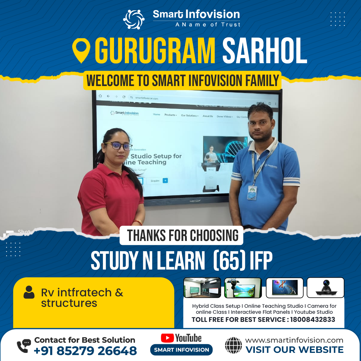 Gurugram Mein Study N Learn 65" Interactive Flat Panel Ka Installation
