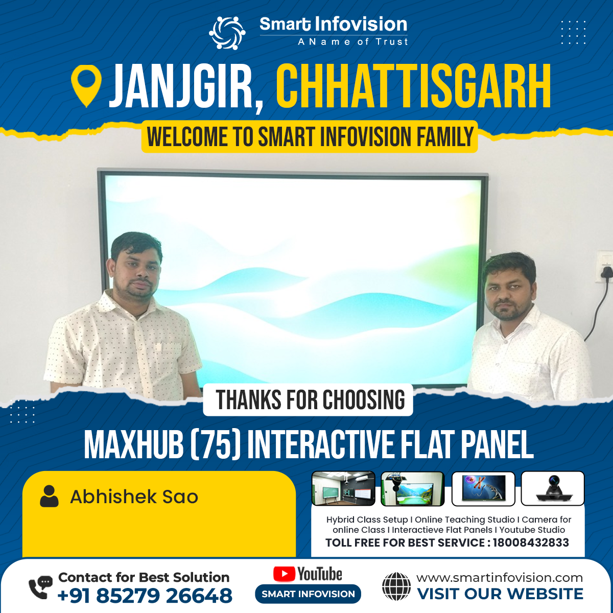 Janjgir mein Maxhub Interactive Flat Panel ka Installation