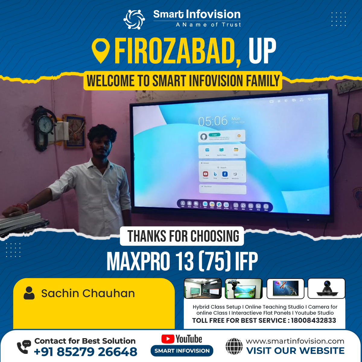 MaxPro 13 Interactive Flat Panel Installation in Firozabad, Uttar Pradesh