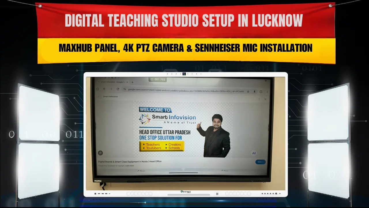Digital Teaching Studio Setup in Lucknow | Maxhub Panel, 4K PTZ Camera & Sennheiser Mic Installation